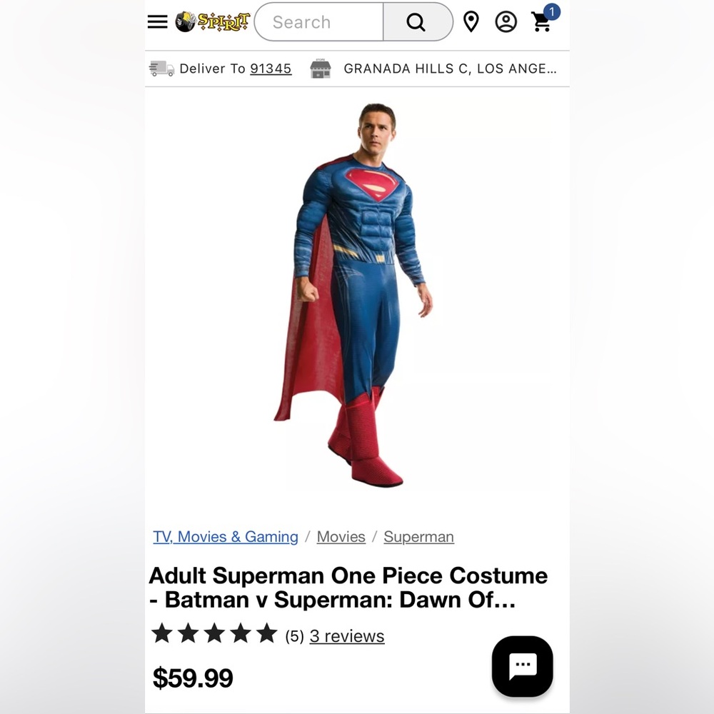 Spirit Superman Costume Deluxe - Blue and Red